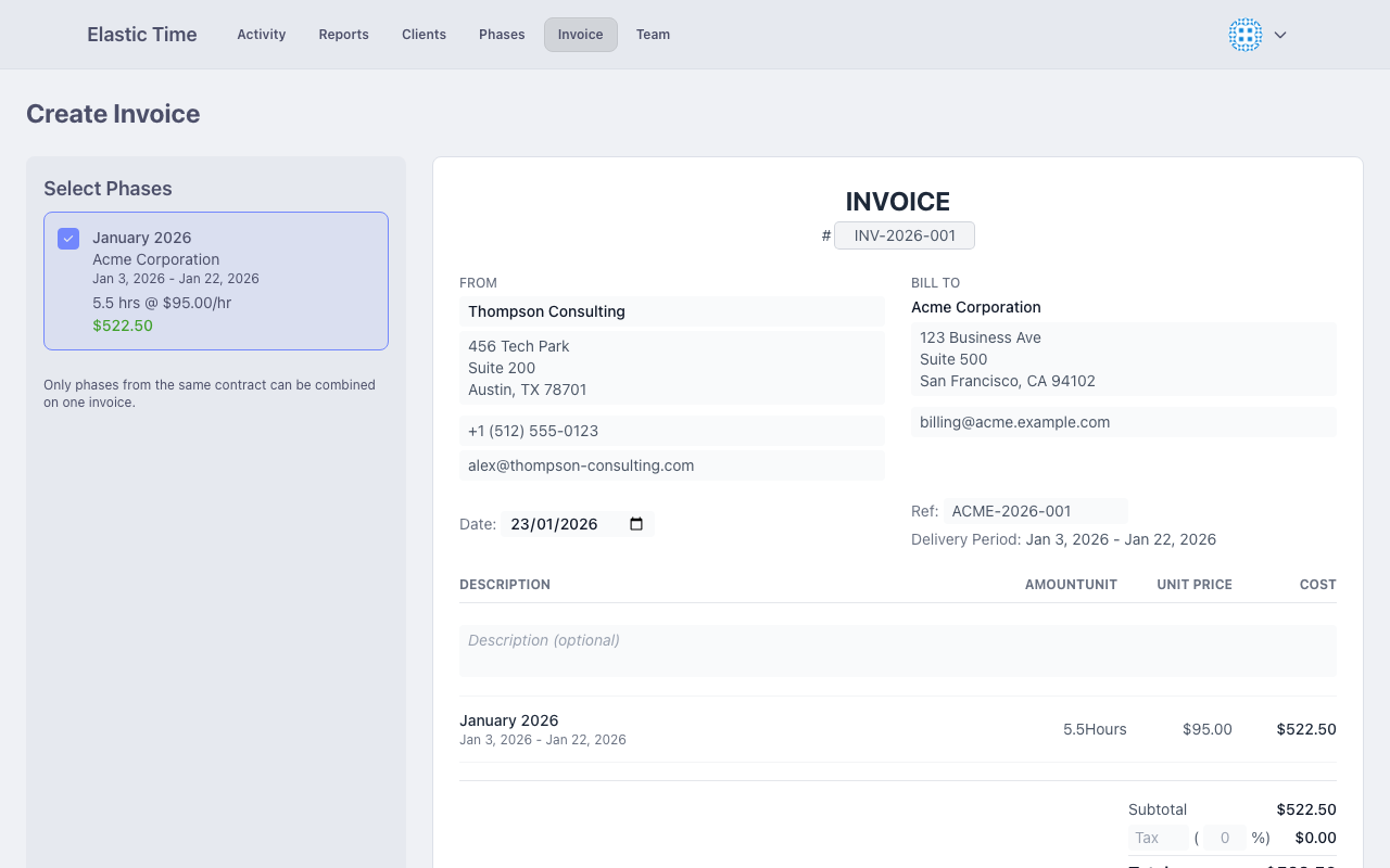 Invoice preview